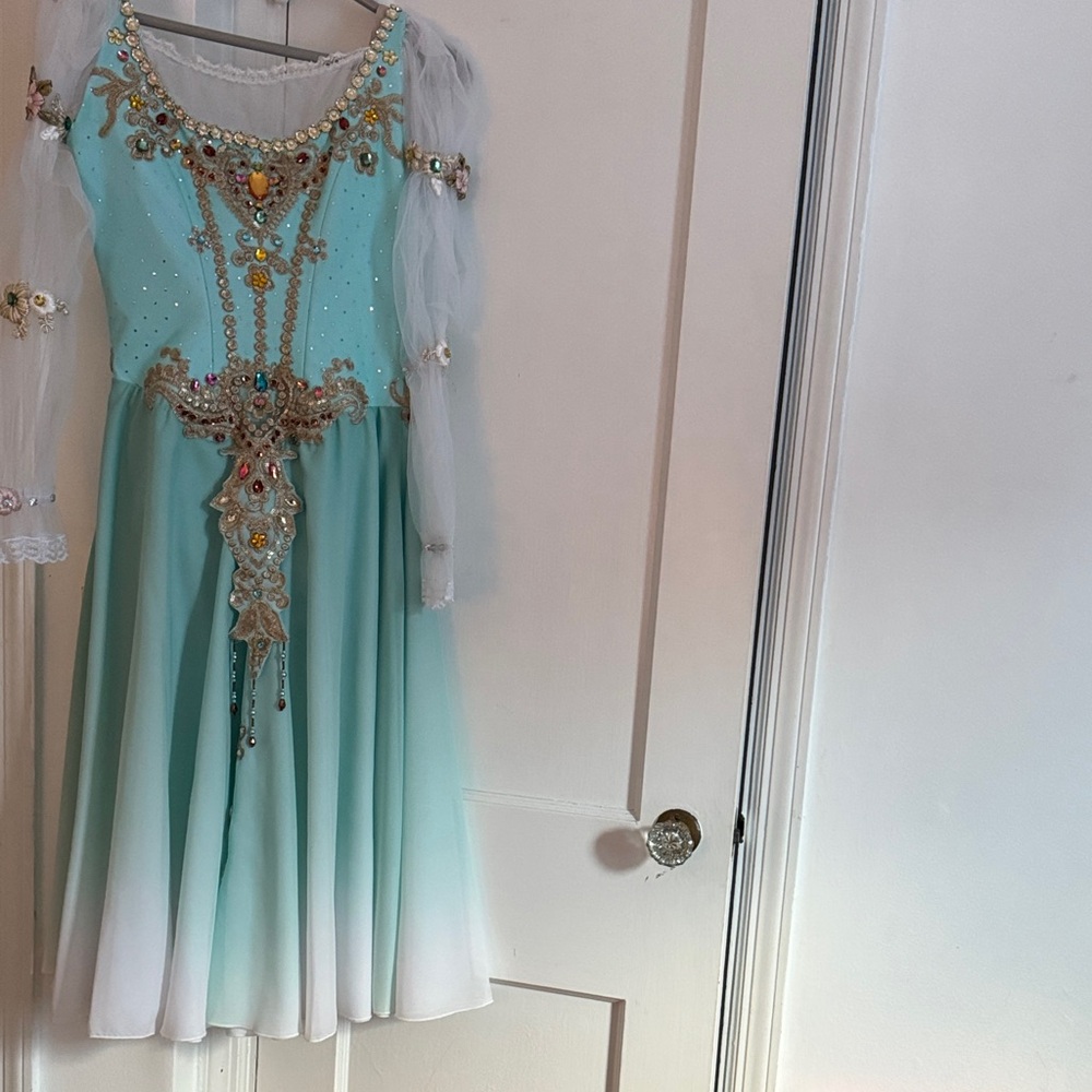 Women’s Pas de Trois Swan Lake Ballet Elegant Aqua Costume for Ballet